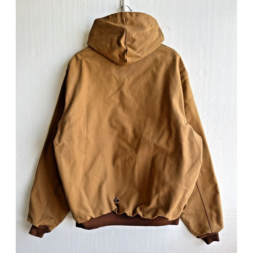 NWT VTG 1997 Carhartt Mens XL Tall JR116 Hooded Full Zip Brown Distressed Jacket